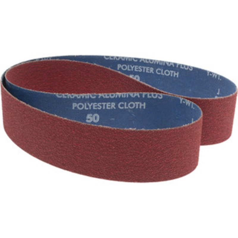 Norton 2 Wide x 48 OAL, 50 Grit, Ceramic Abrasive Belt Ceramic, Coarse, Coated, Y Weighted Cloth Backing, Series R981 78072770674 – 82115098