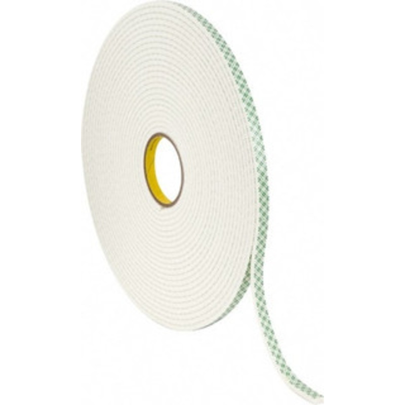 3M 1/2 x 18 Yd Acrylic Adhesive Double Sided Tape 1/4 Thick, Off-White, Urethane Foam Liner, Continuous Roll, Series 4004 7000122490 – 00188706