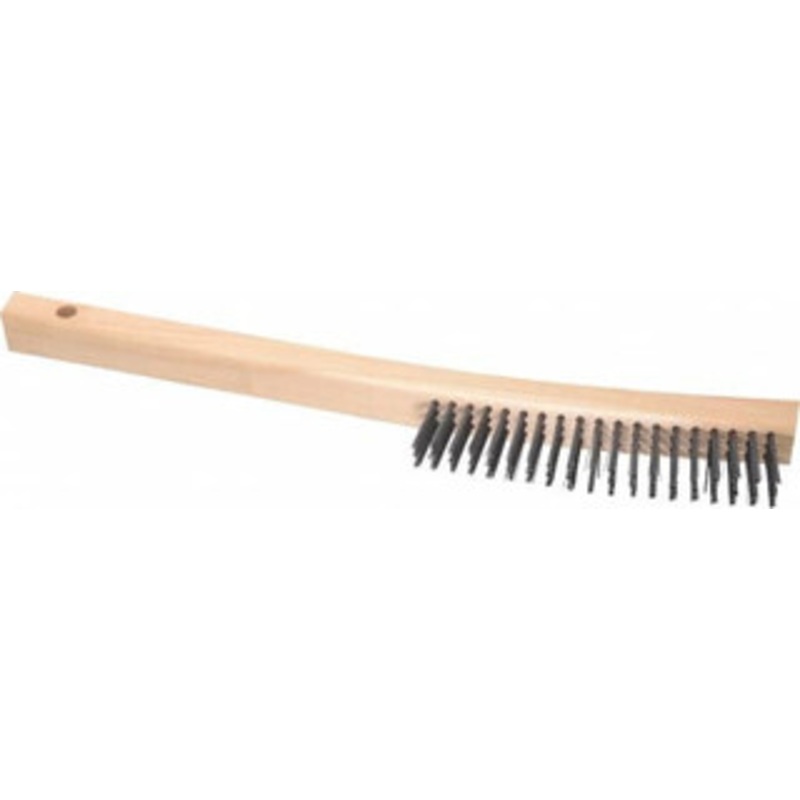 Made in USA 3 Rows x 19 Columns Wire Scratch Brush 6-1/4 Brush Length, 13-3/4 OAL, 1-1/8 Trim Length, Wood Toothbrush Handle E193 – 01252857