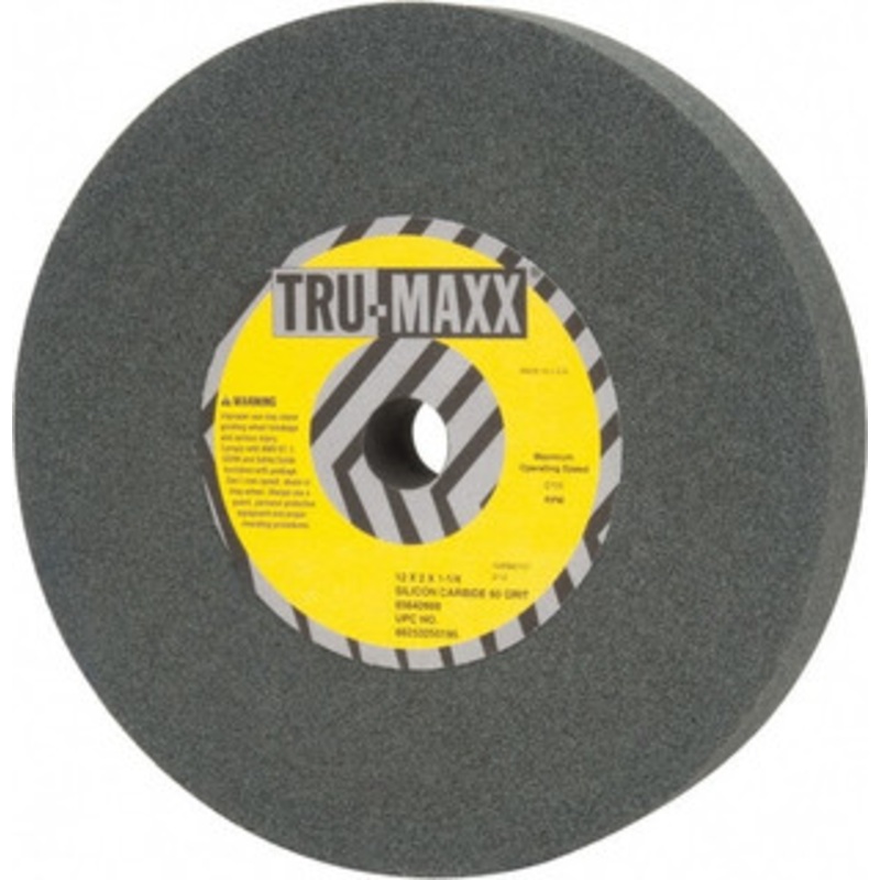 Tru-Maxx 60 Grit Silicon Carbide Bench & Pedestal Grinding Wheel 12 Diam x 1-1/4 Hole x 2 Thick, 2705 Max RPM, M Hardness, Medium Grade , Vitrified Bond 66253255195 – 85642668