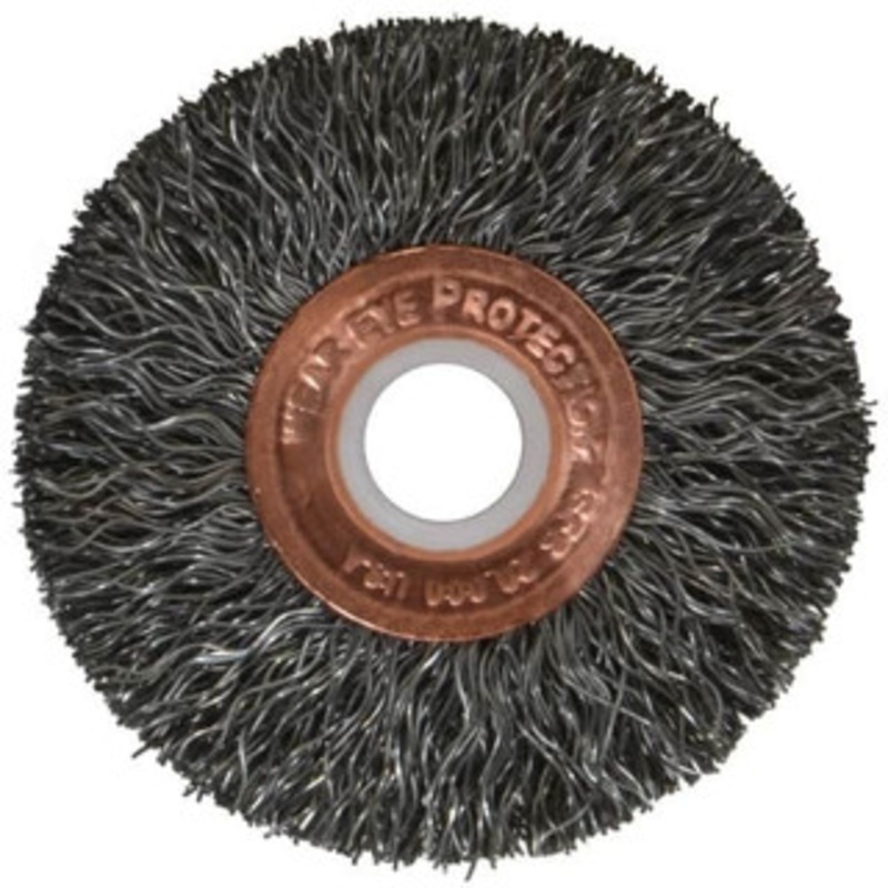 Weiler Abrasives 2 OD, 1/2 Arbor Hole, Crimped Steel Wheel Brush 3/8 Face Width, 1/2 Trim Length, 0.0118 Filament Diam, 20,000 RPM 93660 – 03598125