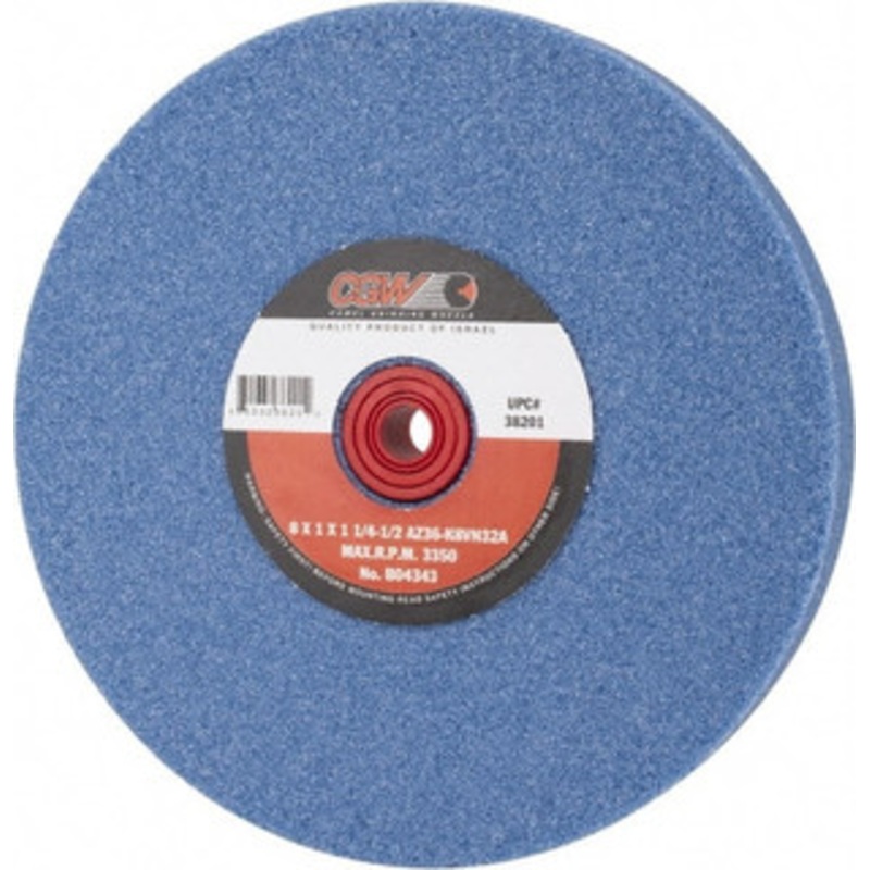 CGW Abrasives 36 Grit Aluminum Oxide Bench & Pedestal Grinding Wheel 8 Diam x 1 Hole x 1 Thick, 3600 Max RPM, K Hardness, Very Coarse Grade , Vitrified Bond 38201 – 78202892