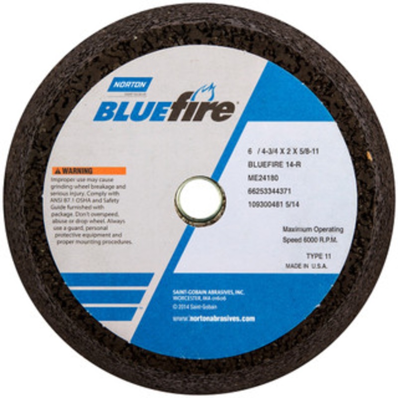 Norton 6 Diam, 2 Overall Thickness, 16 Grit, Type 11 Tool & Cutter Grinding Wheel Very Coarse Grade, Zirconia Alumina/Silicon Carbide Blend, Q Hardness, 6,000 RPM 66253146922 – 06360838