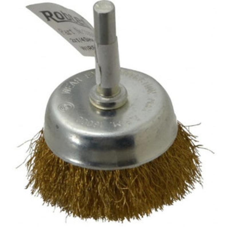 Value Collection 2 Diam 1/4 Shank Brass Fill Cup Brush Crimped Wire, 0.008 Wire Diam, 5/8 Trim, 13,000 Max RPM 3105006320 – 74038605