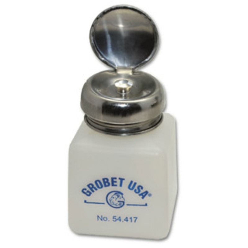 Grobet USA Liquid Dispenser Bottle, Anti Splash Guard 2 Holes – 54.417