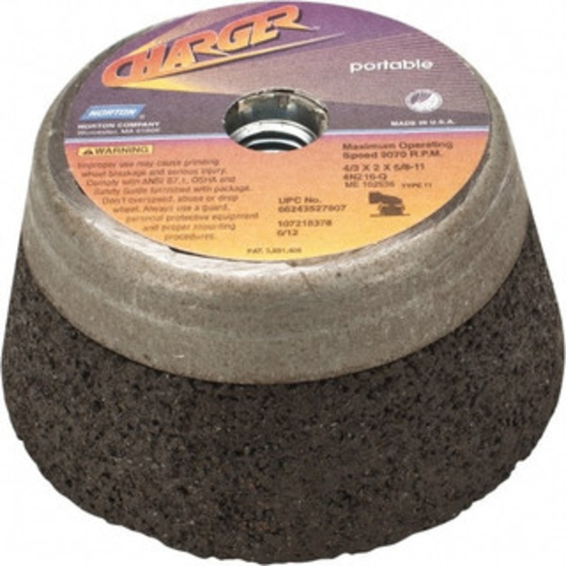 Norton 4 Diam, 2 Overall Thickness, 16 Grit, Type 11 Tool & Cutter Grinding Wheel Very Coarse Grade, Zirconia Alumina, Q Hardness, 9,070 RPM 66253146917 – 05347596