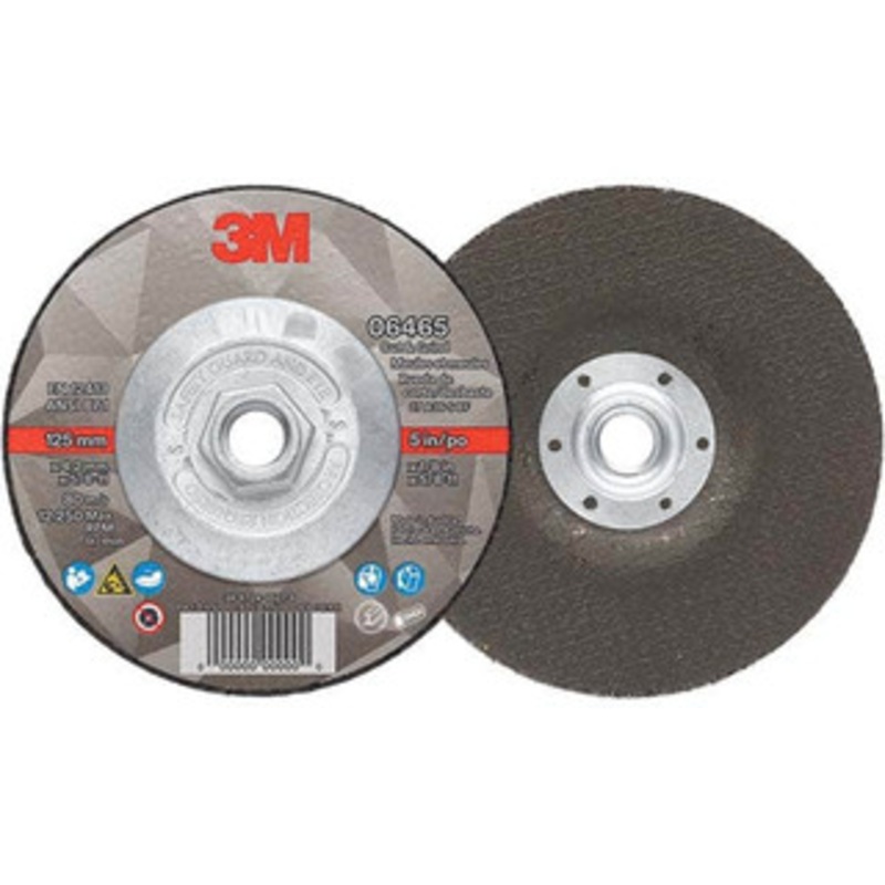 3M Depressed-Center Wheels, Wheel Diameter (Inch): 5, Wheel Thickness (Inch): 1/8, Hole Thread Size: 5/8-11, Connector Type: Shank, Wheel Type Number: Type 27, Abrasive Material: Ceramic 00638060064658 – 96860317