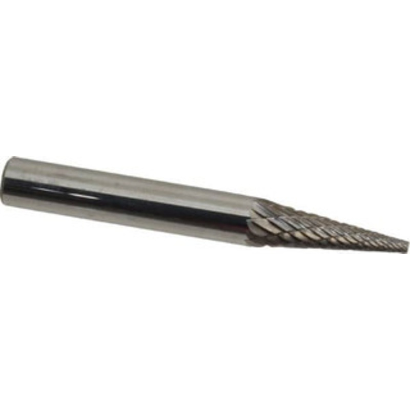 Atrax 1/4 Cut Diam, 1/4 Shank Diam, 14 Carbide Double Cut Cone Burr Point End, 2 OAL, 3/4 LOC SM-2DC-ATX – 85287340