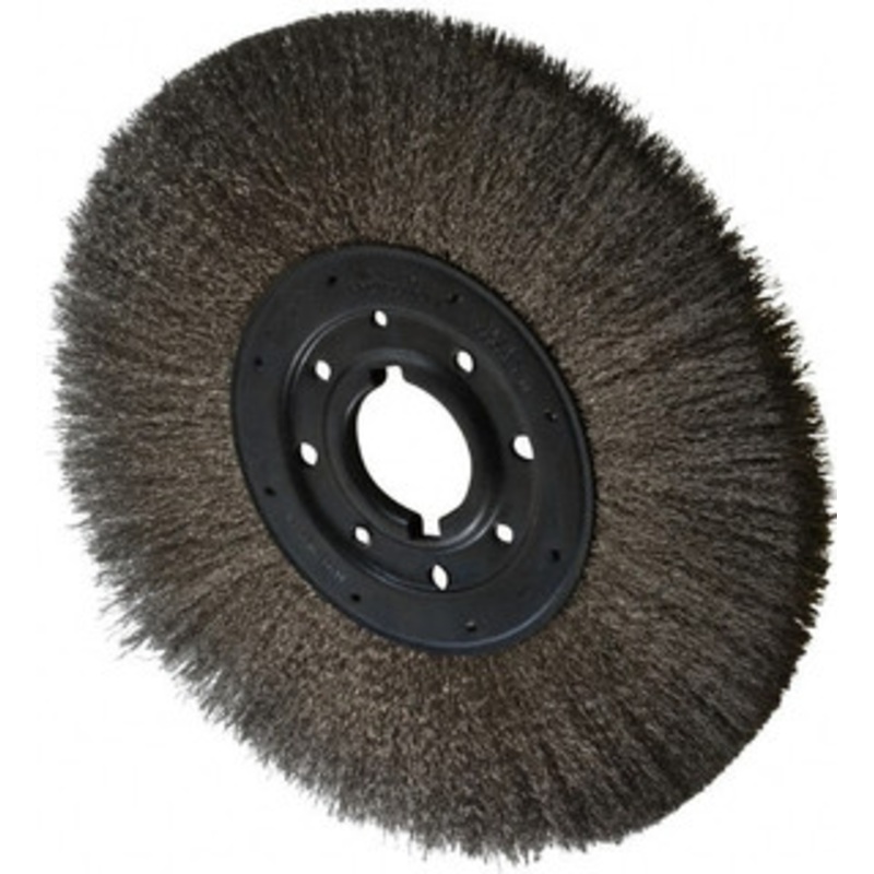 Osborn 12 OD, 2 Arbor Hole, Crimped Stainless Steel Wheel Brush 1 Face Width, 3 Trim Length, 0.0104 Filament Diam, 3,000 RPM 0002110700 – 53491445