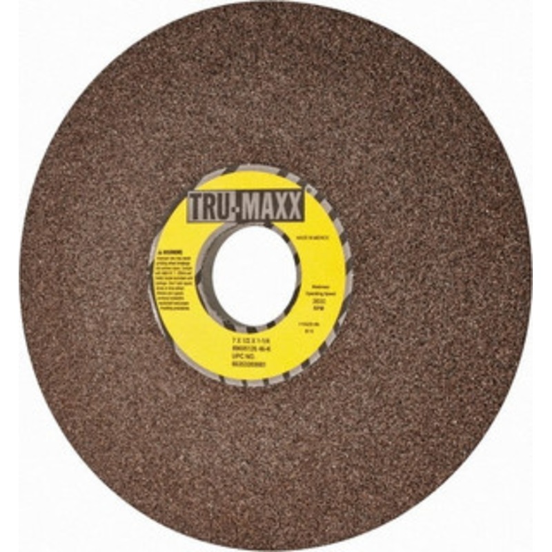 Tru-Maxx 7 Diam, 1-1/4 Hole Size, 1/2 Overall Thickness, 46 Grit, Type 12 Tool & Cutter Grinding Wheel Coarse Grade, Aluminum Oxide, K Hardness, 3,600 RPM 66253269981 – 89695126