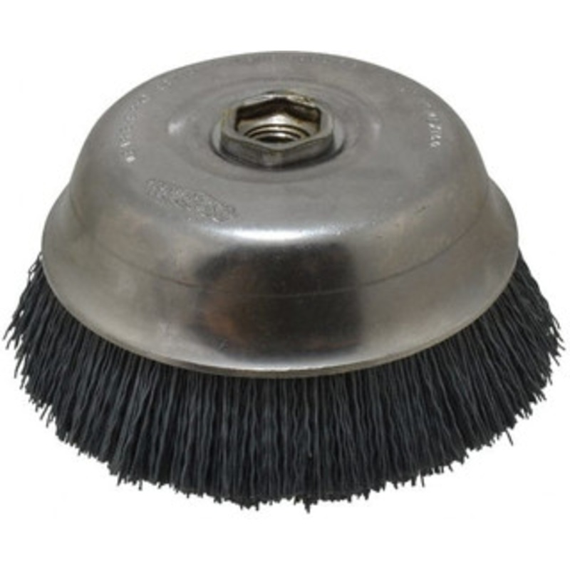 Osborn 6 Diam 5/8-11 Threaded Arbor Silicon Carbide Fill Cup Brush Straight Wire, Silicon Carbide Abrasive, 1-1/2 Trim, 6,000 Max RPM 0003213300 – 00222000