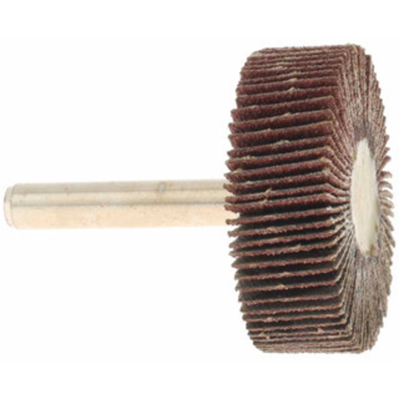 Value Collection 1-1/2 Diam x 1/2 Face Width, Medium Aluminum Oxide Coated Mounted Flap Wheel 1/4 Shank Mount, 80 Grit, 30,000 Max RPM BD3259 – 64706245