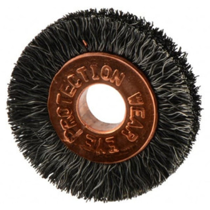 Weiler Abrasives 1 OD, 1/4 Arbor Hole, Crimped Steel Wheel Brush 3/16 Face Width, 1/4 Trim Length, 0.006 Filament Diam, 20,000 RPM 15071 – 75849208