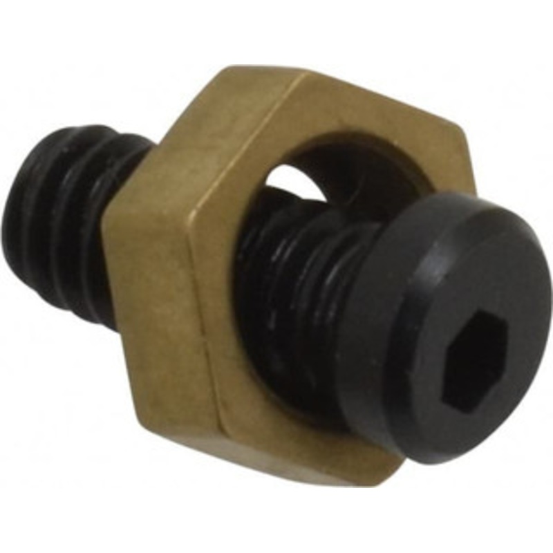 Mitee-Bite 5/16 Brass Hex, 8-32 Stud Thread, Symmetrical Hex Clamp 0.11 Hex Height, 205 Lb Holding Force, Hardened Steel Stud, 23/64 Long Thread, 1.5 Ft/Lb Torque, 10 Clamps 10202 – 06947105