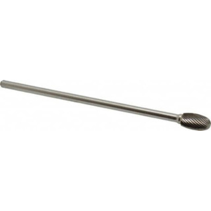 Made in USA 1/2 Cut Diam, 1/4 Shank Diam, Carbide Single Cut Oval Burr Radius End, 6 OAL, 7/8 LOC SE5L6C – 72907728