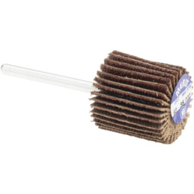 Merit Abrasives 3/4 Diam x 3/4 Face Width, Medium Aluminum Oxide Coated Mounted Flap Wheel 1/8 Shank Mount, 60 Grit, Cloth Backing, 35,000 Max RPM 08834137590 – 72373491
