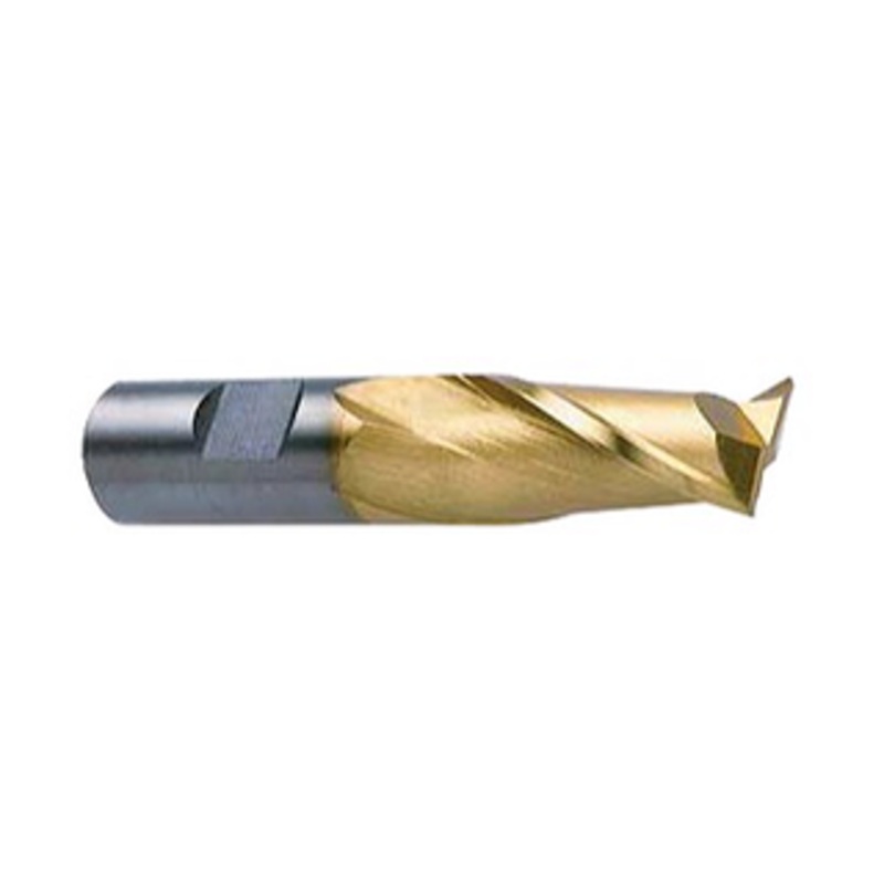 Precise 2 Flute H.S.S. TiN Coated Finishing Single End Mill, 1/8 Size, 3/8 Shank Diameter, 3/8 Length of Cut, 2-5/16 Overall Length
