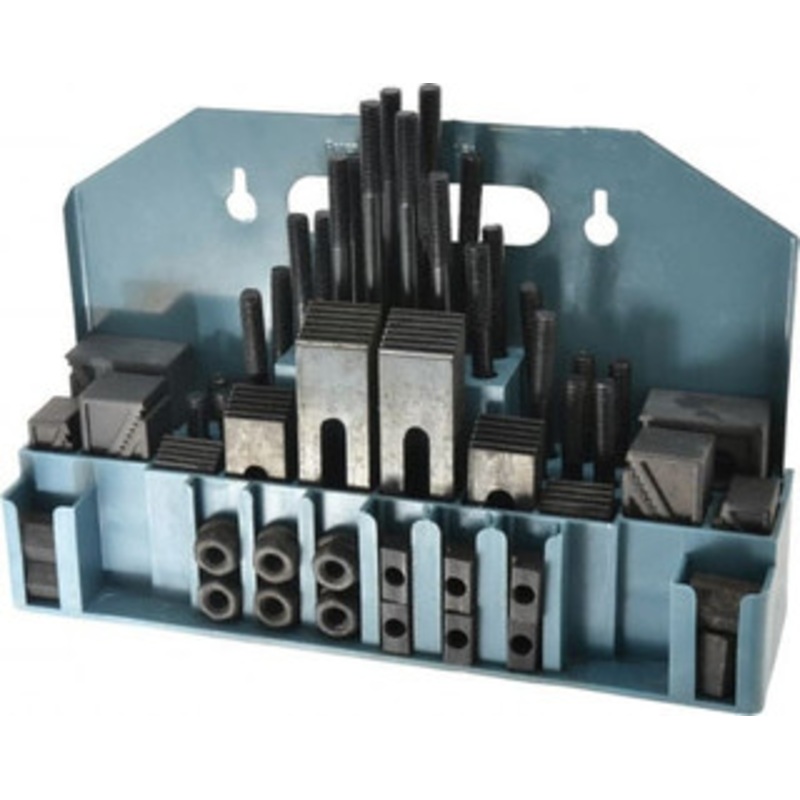 Value Collection 52 Piece Fixturing Step Block & Clamp Set with 1 Step Block, 7/16 T-Slot, 3/8-16 Stud Thread 11/16 Nut Width, 3, 4, 5, 6, 7 & 8 Stud Lengths 400-3437 – 06944466