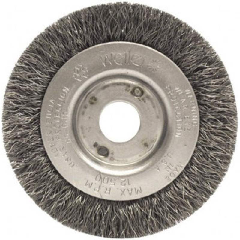 Weiler Abrasives 3 OD, 1/2 Arbor Hole, Crimped Steel Wheel Brush 7/16 Face Width, 1/2 Trim Length, 0.014 Filament Diam, 12,500 RPM 00274 – 75843334