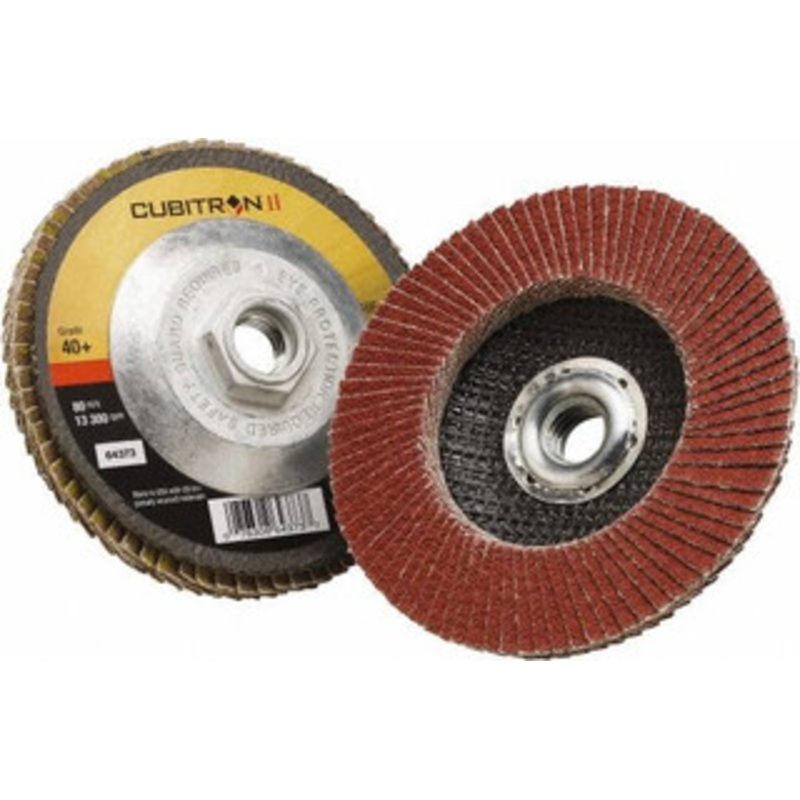 3M 4-1/2 40 Grit 5/8-11 Center Hole Type 27 Ceramic Flap Disc Coarse Grade, Coated, Arbor Attachment, Polyester Backing, 13,300 RPM 7100104925 – 32324980