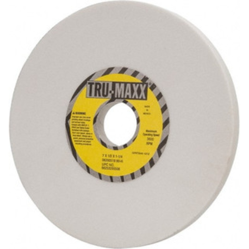 Tru-Maxx 7 Diam x 1-1/4 Hole x 1/2 Thick, H Hardness, 80 Grit Surface Grinding Wheel Aluminum Oxide, Type 1, Medium Grade, 3,600 Max RPM, Vitrified Bond, No Recess 66253255506 – 06293518