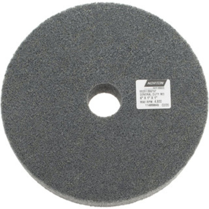 Norton 6 Diam, 1 Face Width, 1 Center Hole, Fine Grade, Silicon Carbide Deburring Wheel Unitized, Medium Density 4 Grade, 4,800 RPM 66261058797 – 70500723