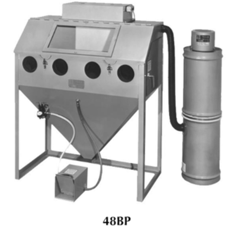 Trinco Dry Blast Cabinet w/BP Dust Collector, 48W x 24D x 23H Tub – 48BP