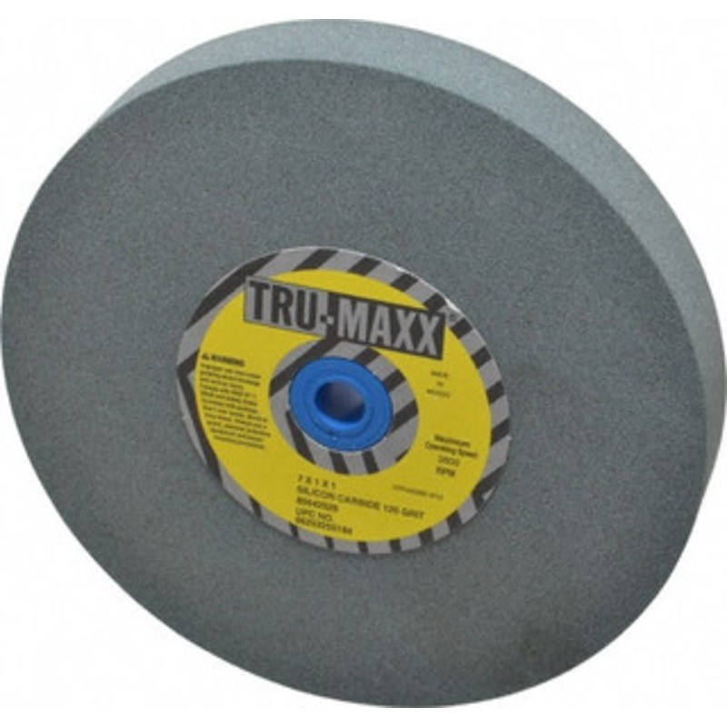 Tru-Maxx 120 Grit Silicon Carbide Bench & Pedestal Grinding Wheel 7 Diam x 1 Hole x 1 Thick, 3600 Max RPM, K Hardness, Fine Grade , Vitrified Bond 66253255184 – 85642528