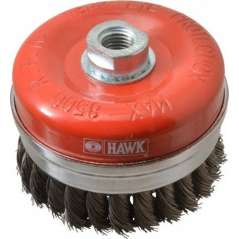 Value Collection 4 Diam M16x2.00 Threaded Arbor Steel Fill Cup Brush Knotted Wire, 0.02 Wire Diam, 8,500 Max RPM S04185807 – 04185807