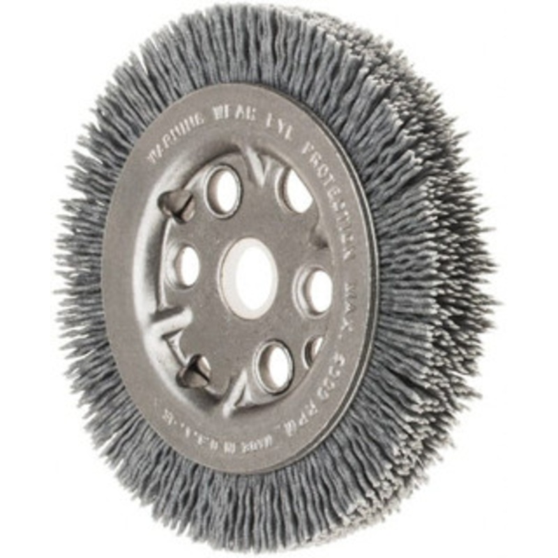 Weiler Abrasives 4-1/4 OD, 5/8 Arbor Hole, Crimped Nylon Wheel Brush 3/4 Face Width, 5/8 Trim Length, 0.04 Filament Diam, 6,000 RPM 20304 – 47028980