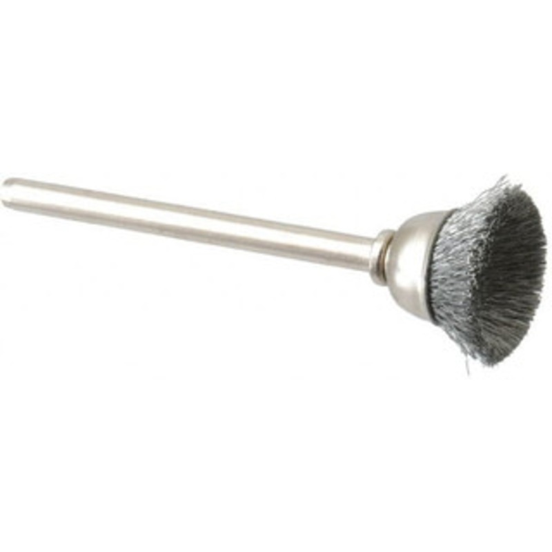 Weiler Abrasives 5/8 Diam 1/8 Shank Steel Fill Cup Brush Crimped Wire, 0.005 Wire Diam, 1/4 Trim, 37,000 Max RPM 98434 – 75852251