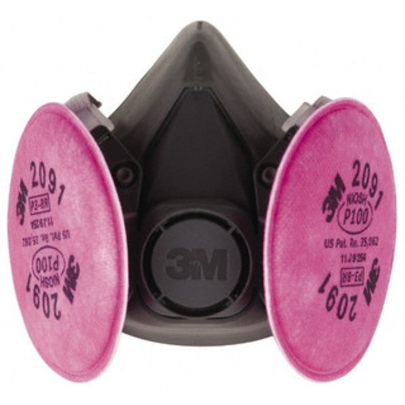 3M Size L, P100 NIOSH Filter Rating, Thermoplastic Elastomer, Half Mask Facepiece Respirator Assembly Protection from Oil and Non-Oil Based Particles, 2 Point Suspension 7000126164 – 89367056