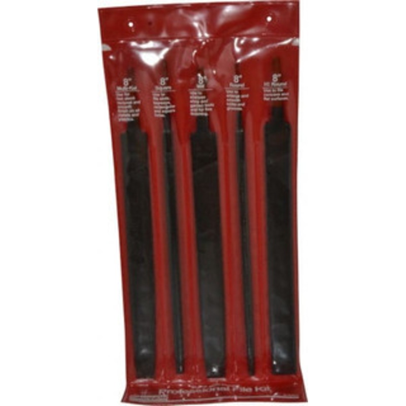 Simonds Saw 5 Piece American Pattern File Set 8 Long, Bastard Coarseness, Set Includes Flat, Half Round, Mill, Round, Square 78757010 – 85423903