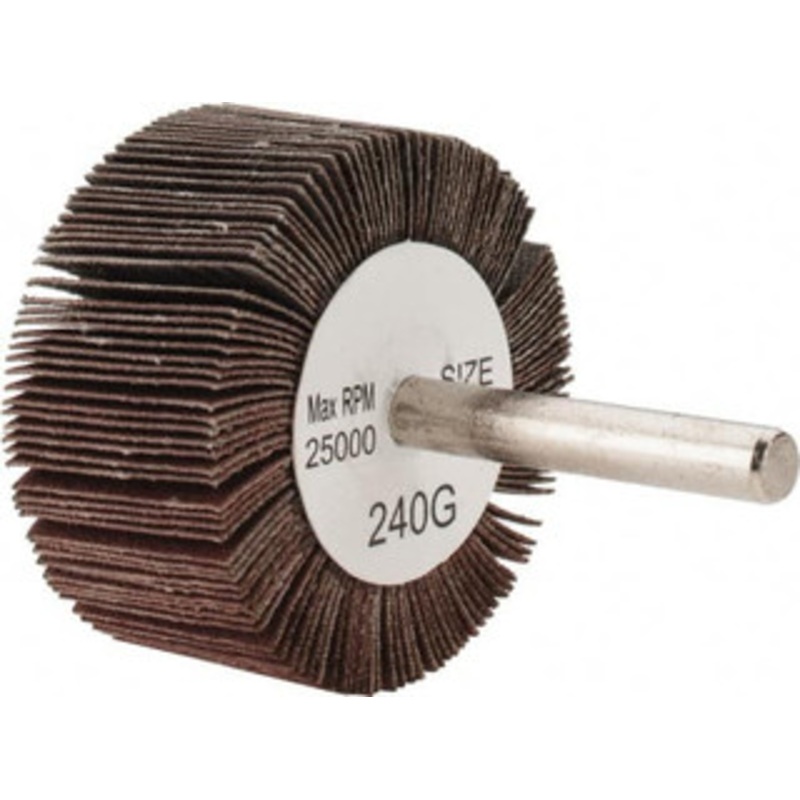 Tru-Maxx 2 Diam x 1 Face Width, Very Fine Aluminum Oxide Coated Mounted Flap Wheel 1/4 Shank Mount, 240 Grit, 25,000 Max RPM SZMFW7240 – 87661203