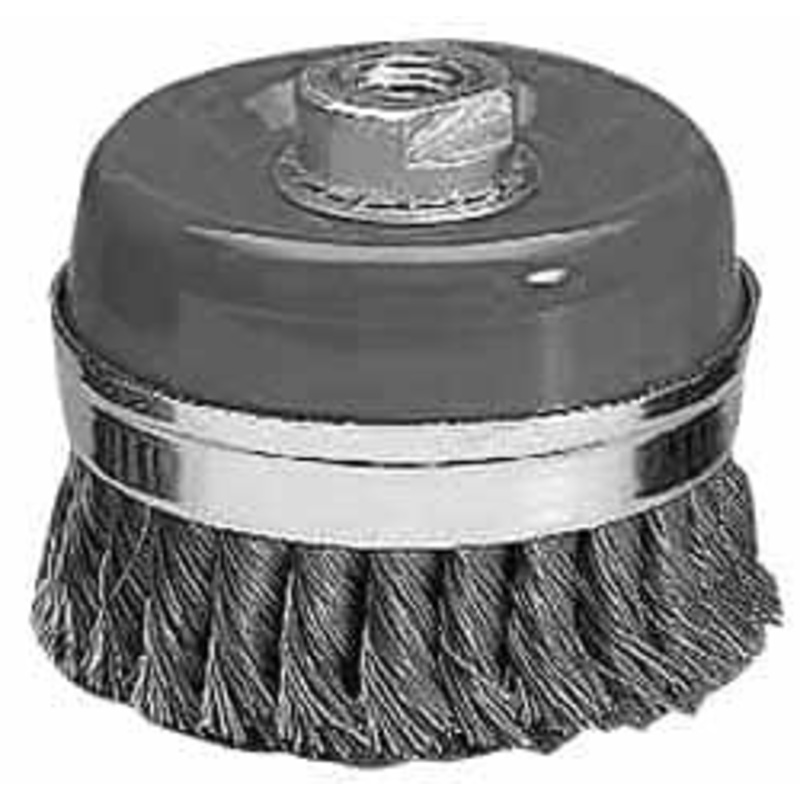 Value Collection 5 Diam 5/8-11 Threaded Arbor Steel Fill Cup Brush Knotted Wire, 0.0137 Wire Diam, 6,500 Max RPM S04185930 – 04185930