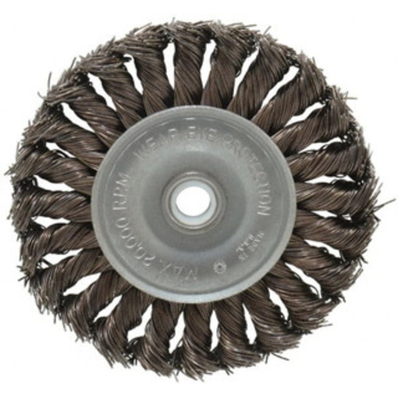 Anderson Products 4 OD, 1/2 Arbor Hole, Knotted Steel Wheel Brush 1/2 Face Width, 1 Trim Length, 0.02 Filament Diam, 20,000 RPM 13603 – 00358069