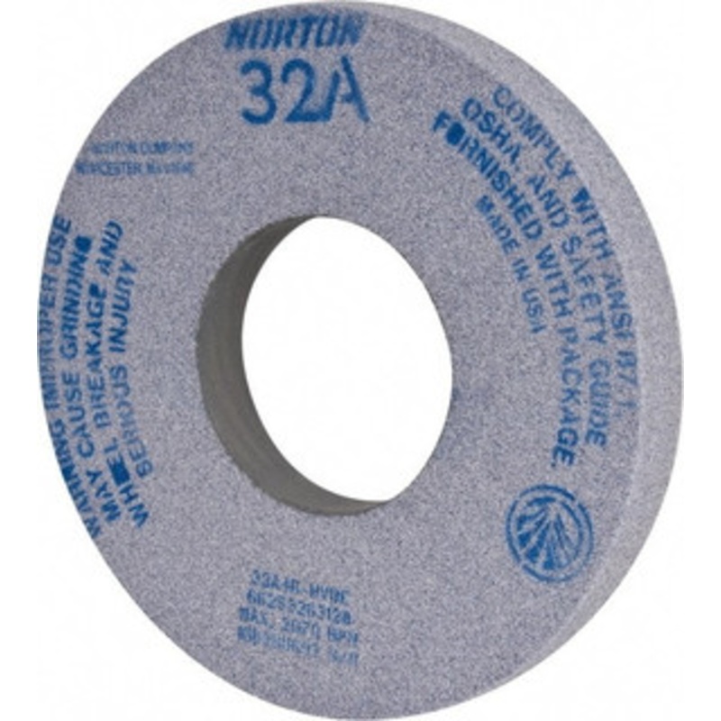 Norton 12 Diam x 5 Hole x 1-1/2 Thick, H Hardness, 46 Grit Surface Grinding Wheel Aluminum Oxide, Type 1, Coarse Grade, 2,070 Max RPM, Vitrified Bond, No Recess 66253263128 – 05995022