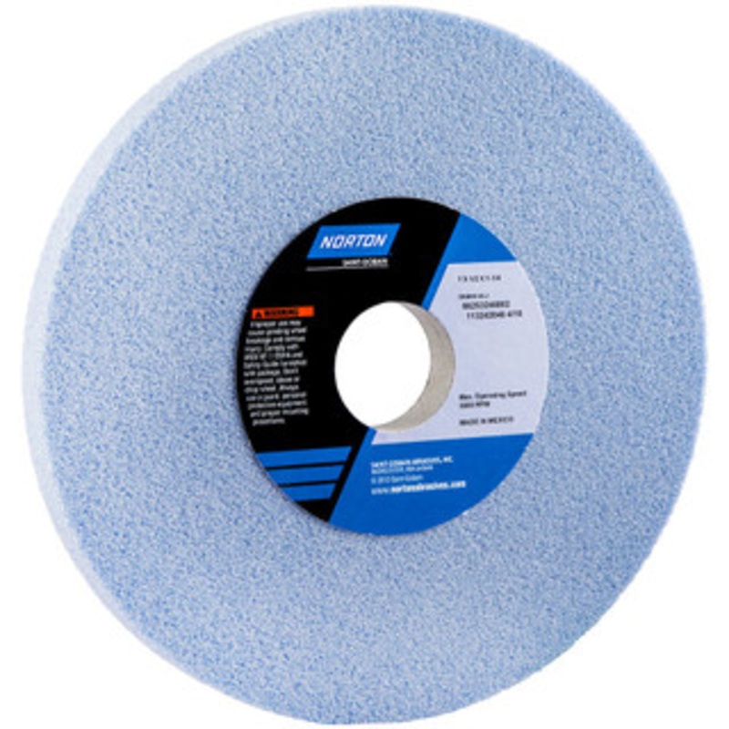Norton 7 Diam x 1-1/4 Hole x 1/2 Thick, J Hardness, 46 Grit Surface Grinding Wheel Aluminum Oxide, Type 1, Coarse Grade, 3,600 Max RPM, No Recess 66253246802 – 81162109