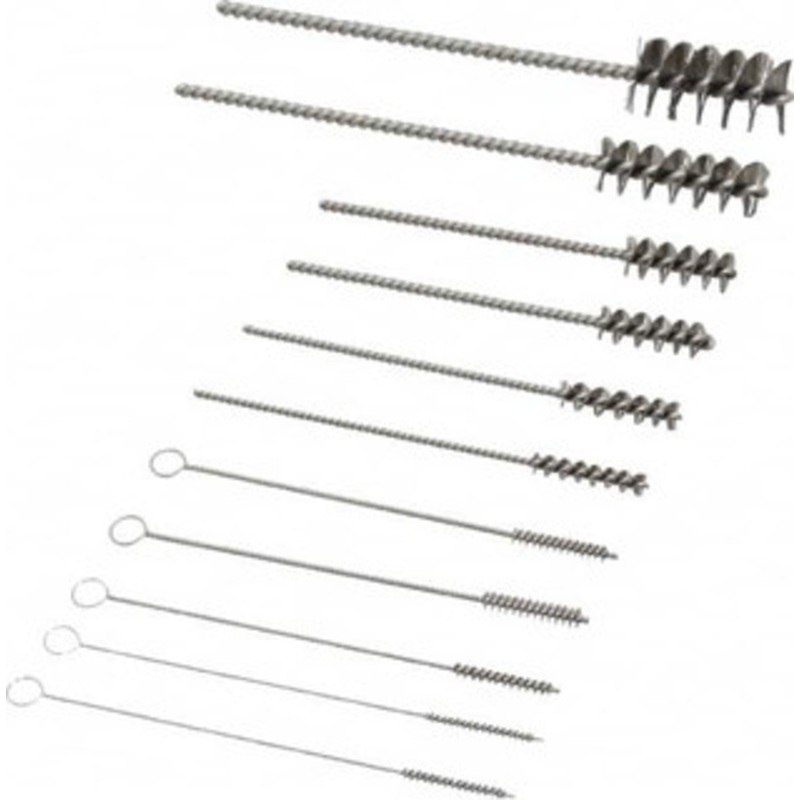 PRO-SOURCE 11 Piece Stainless Steel Hand Tube Brush Set 3/4 to 1-1/2 Brush Length, 4 OAL, 0.034 Shank Diam, Includes Brush Diams 1/4, 5/16, 3/8, 1/2 & 3/4 08040 – 03716818