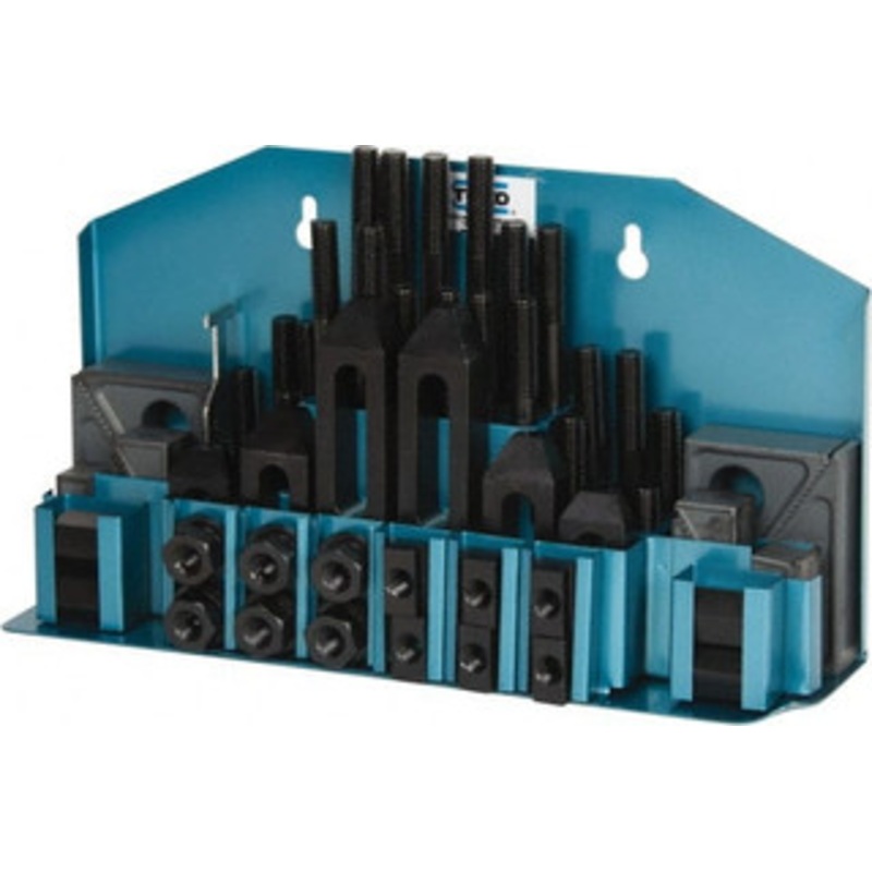 TE-CO 52 Piece Fixturing Step Block & Clamp Set with 1 Step Block, 9/16 T-Slot, 1/2-13 Stud Thread 7/8 Nut Width, 3, 4, 5, 6, 7 & 8 Stud Lengths 20401 – 06944821
