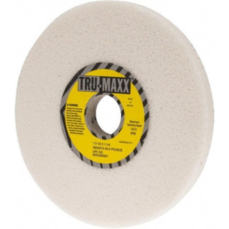 Tru-Maxx 7 Diam x 1-1/4 Hole x 1/2 Thick, H Hardness, 46 Grit Surface Grinding Wheel Aluminum Oxide, Type 1, Coarse Grade, 3,600 Max RPM, Vitrified Bond, No Recess 66253269561 – 06294219
