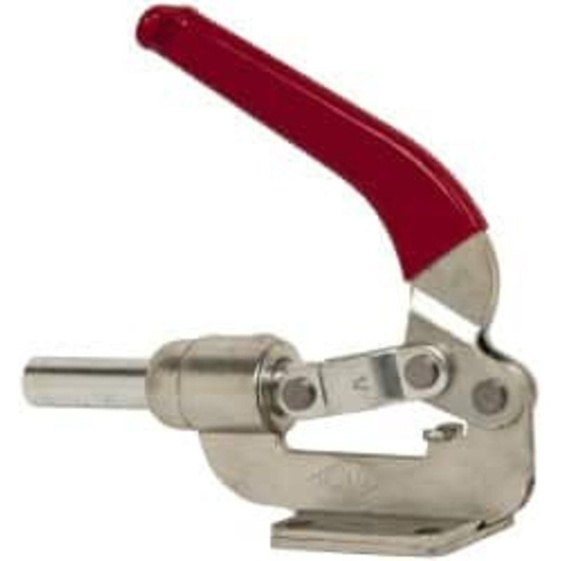 Destaco 800 Lb Load Capacity, Flanged Base, Carbon Steel, Standard Straight Line Action Clamp 4 Mounting Holes, 0.38 Mounting Hole Diam, 0.62 Plunger Diam, Whale Tail Handle 610 – 06966501