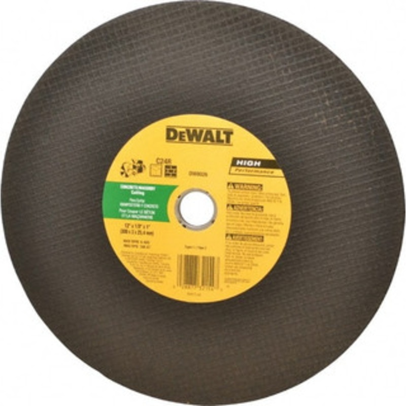 DeWALT 12 x 1/8, 1 Hole Silicon Carbide Cutoff Wheel Reinforced, 6,400 Max RPM, Use with Circular Saws DW8026 – 04064002