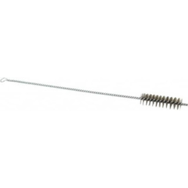 Schaefer Brush 3 Long x 7/8 Diam Stainless Steel Long Handle Wire Tube Brush Single Spiral, 15 OAL, 0.007 Wire Diam, 3/8 Shank Diam 14412 – 09395260