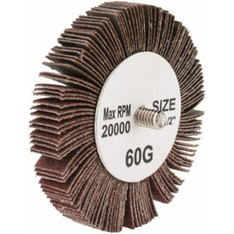 Tru-Maxx 3 Diam x 1/2 Face Width, Medium Aluminum Oxide Coated Mounted Flap Wheel 1/4-20 Threaded Mount, 60 Grit, 20,000 Max RPM SZQC960 – 87656575