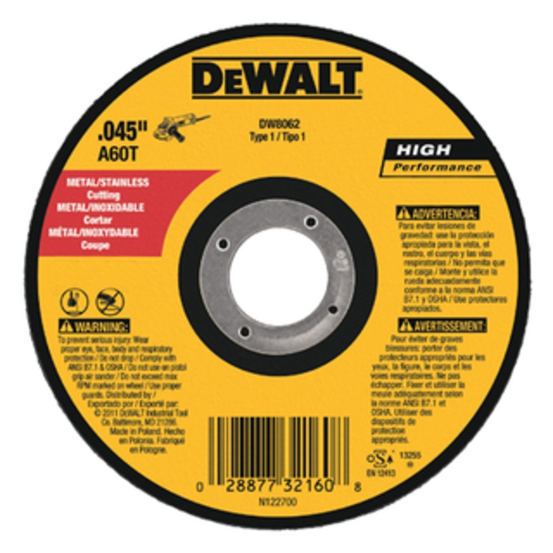 DeWALT High Performance Flat Cut-Off Wheel, Type 1, 6 Diameter