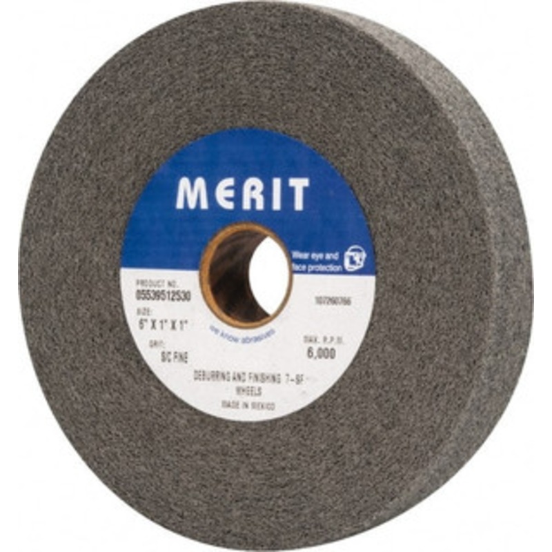 Merit Abrasives 6 Diam, 1 Face Width, 1 Center Hole, Fine Grade, Silicon Carbide Deburring Wheel Convolute, Hard Density 7 Grade, 6,000 RPM 05539512530 – 84524933