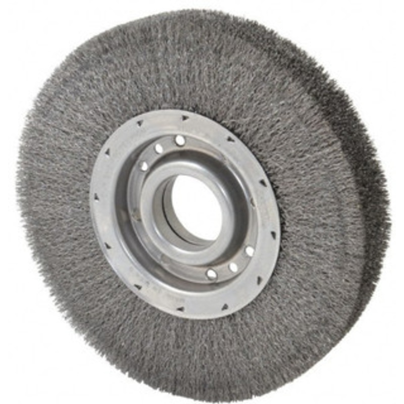 Osborn 10 OD, 2 Arbor Hole, Crimped Steel Wheel Brush 2 Face Width, 2-1/8 Trim Length, 0.01 Filament Diam, 3,600 RPM 0002201400 – 06080840