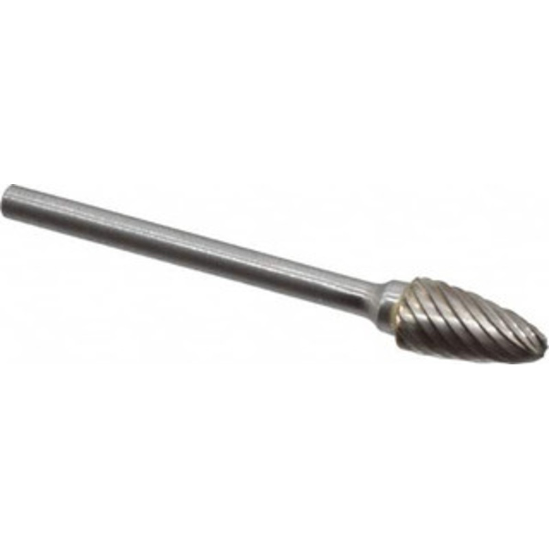 Atrax 1/4 Cut Diam, 1/8 Shank Diam, Carbide Single Cut Tree Burr with Radius Radius End, 1-3/4 OAL, 1/2 LOC SF-51SC-ATX – 85283281