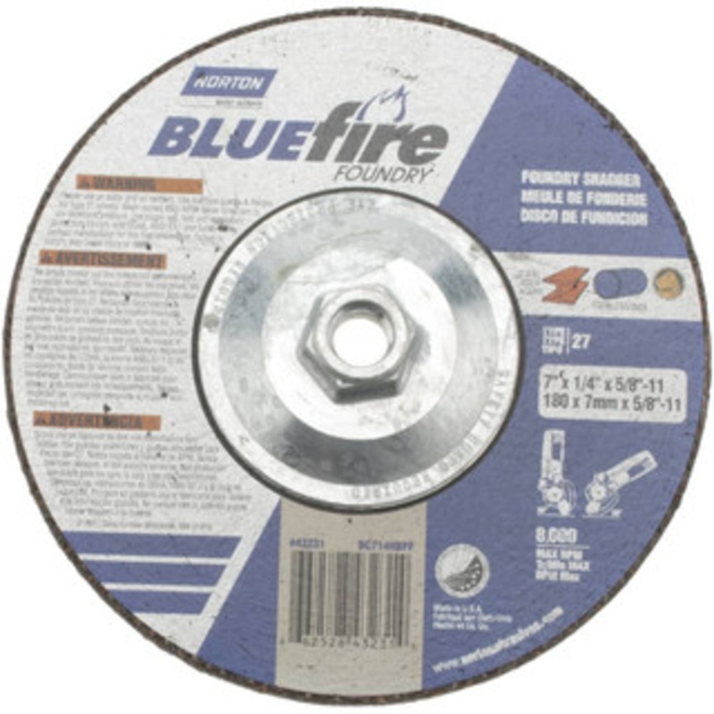 Norton 20 Grit, 7 Wheel Diam, 1/4 Wheel Thickness, Type 27 Depressed Center Wheel Zirconia Alumina/Silicon Carbide Blend, T Hardness, 8,600 Max RPM, Compatible with Angle Grinder 66252843231 – 59938217